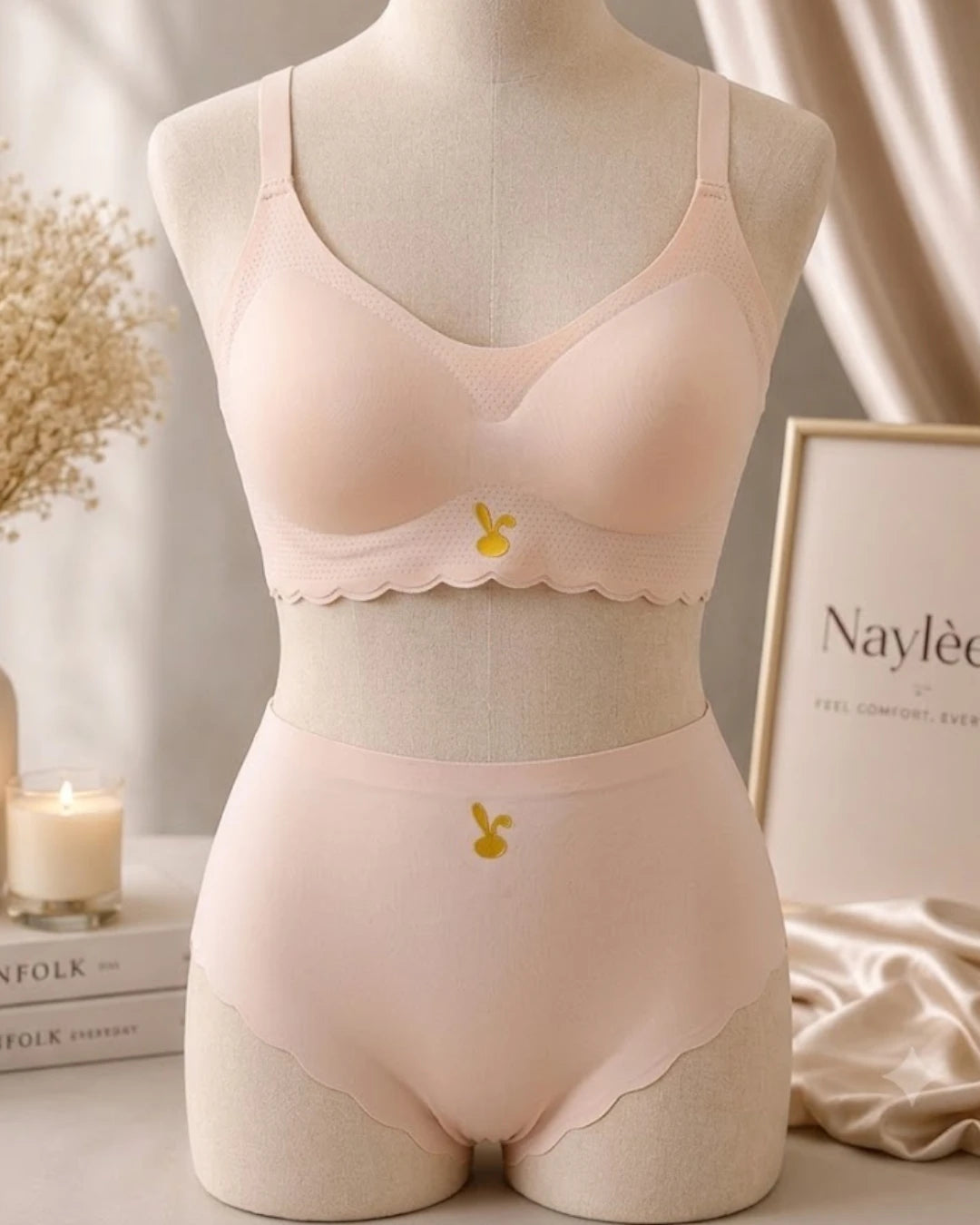 Seamless Blouse Bra & Panty Set – Scalloped Edge