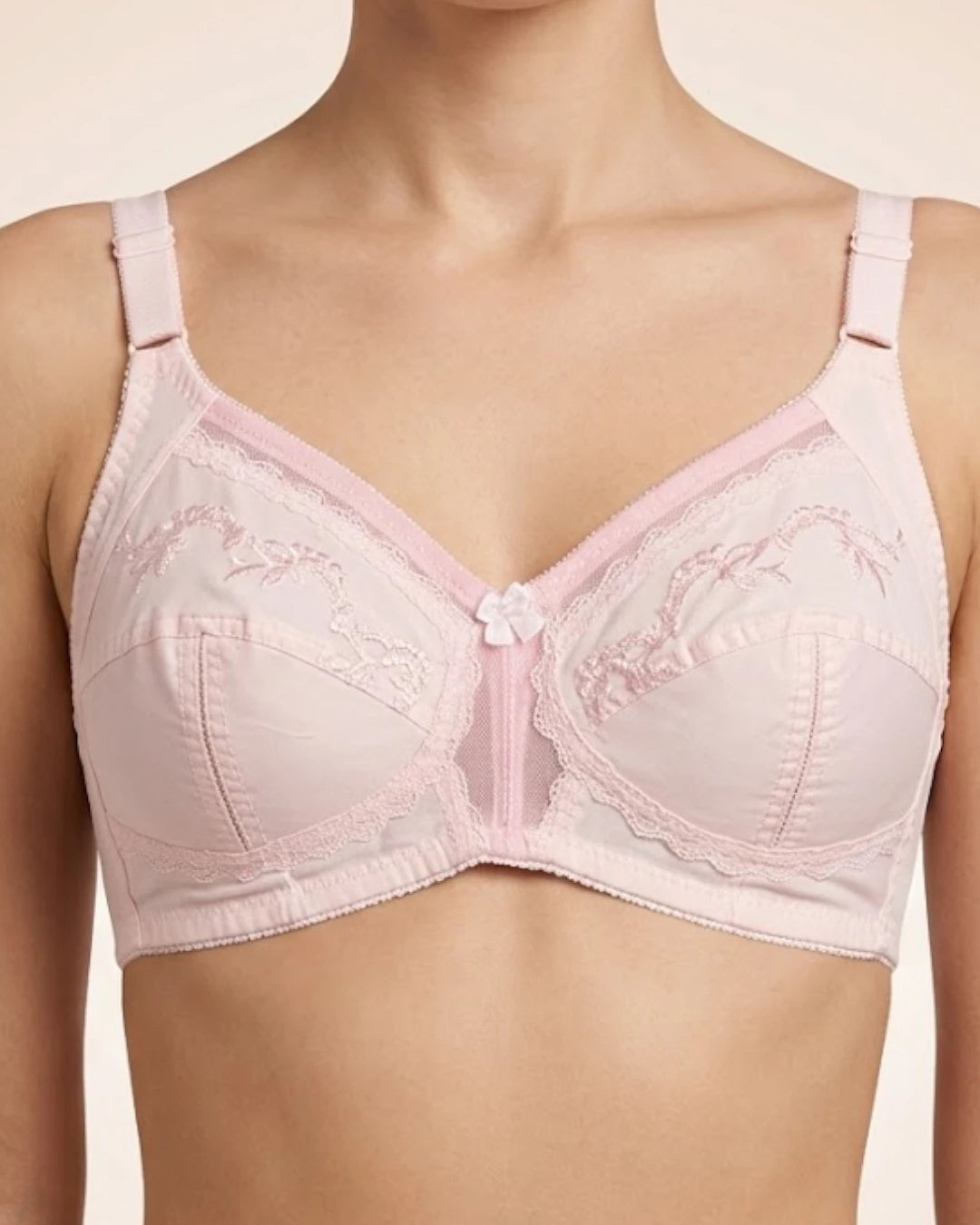 Classic Cotton Bra – Floral Embroidery, Non Padded