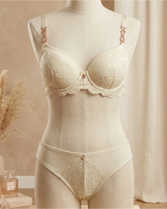 Rose Gold Chain Strap Lace Bra & Panty Set
