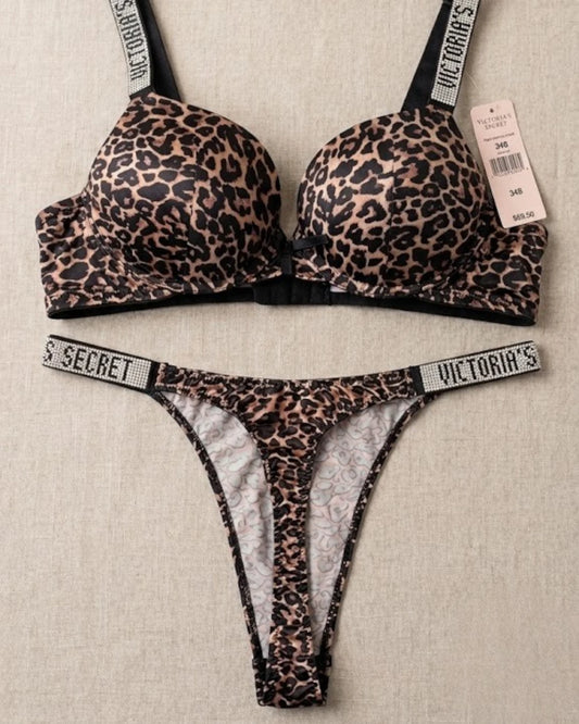 Victoria's Secret Rhinestone Strap Bra Set