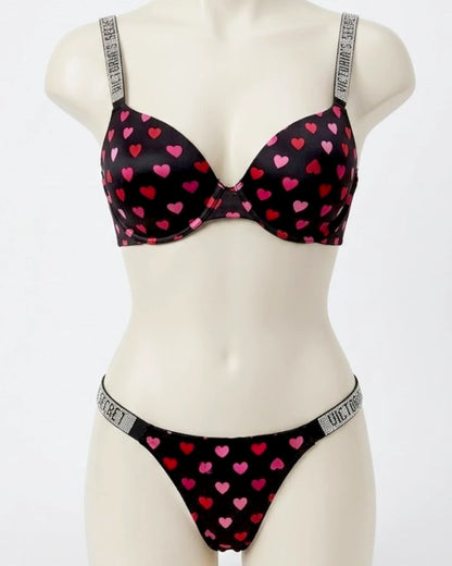 Victoria's Secret Rhinestone Strap Bra Set