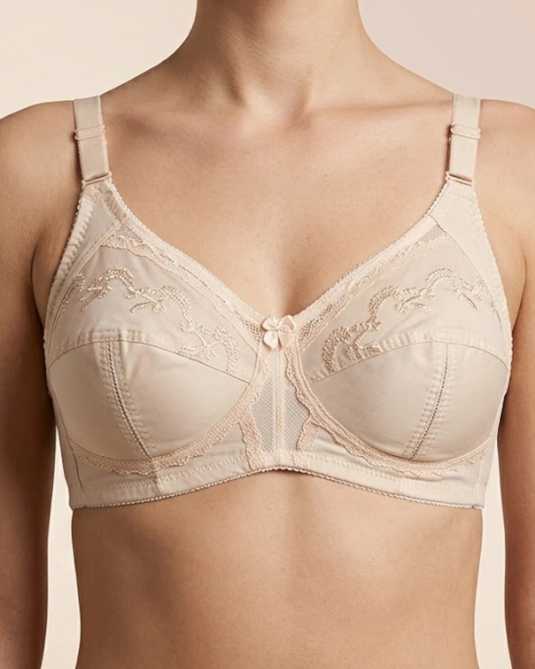 Classic Cotton Bra – Floral Embroidery, Non Padded