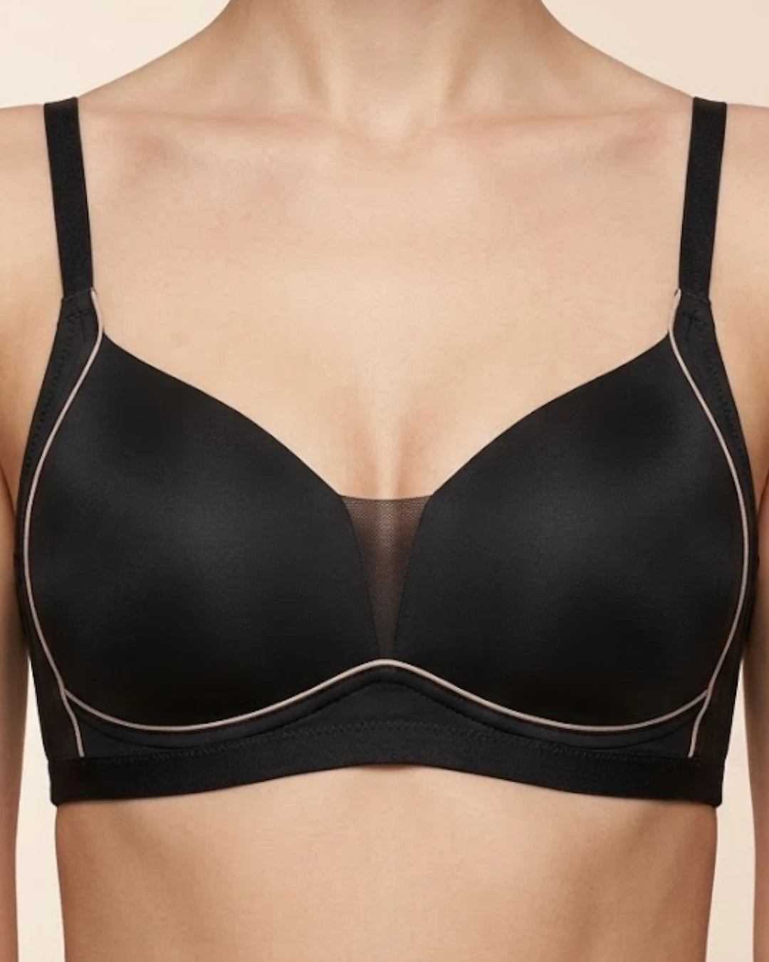 Mesh Panel T-Shirt Bra – Contrast Piping