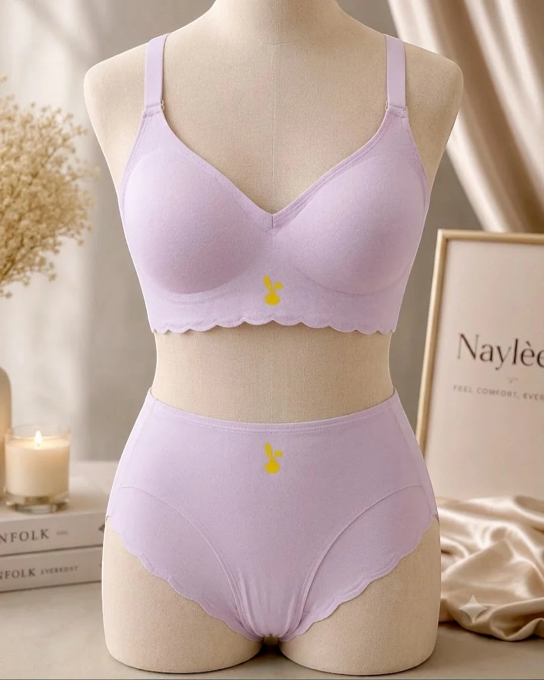 Seamless Blouse Bra & Panty Set – Scalloped Edge